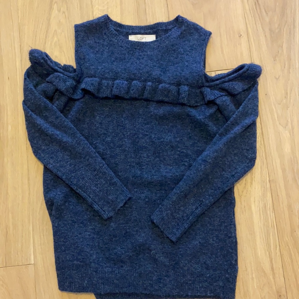 Loft - cold shoulder blue sweater.